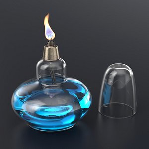 3D Laboratory Spirit Burner with Flame VDB Animated for Blender