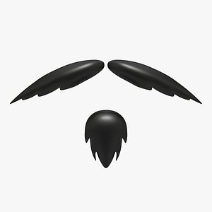 cartoon mustache 01 3d model