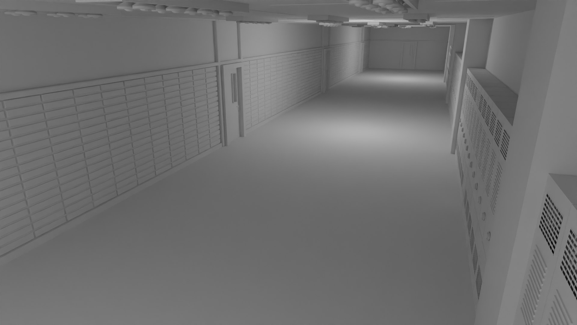 3D School Hallway No Material - TurboSquid 2178777