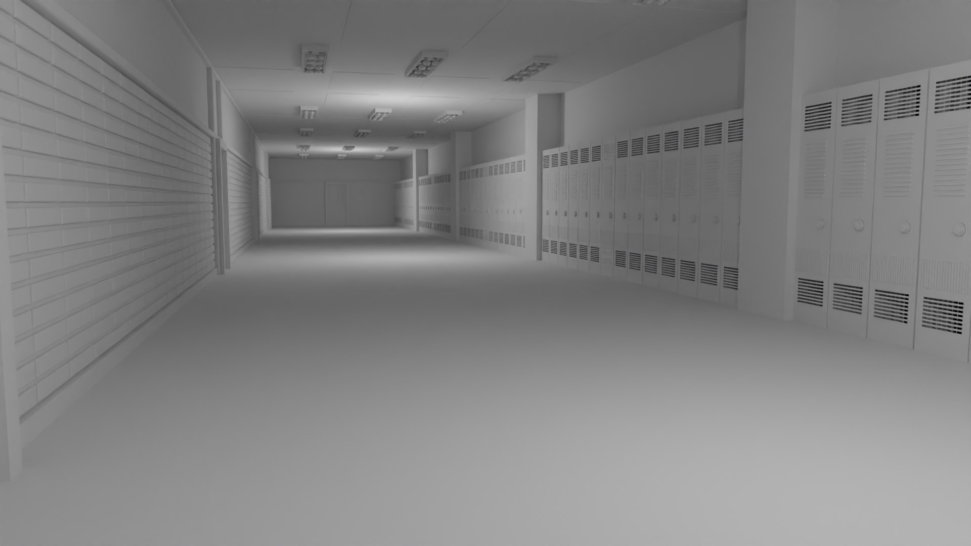 3D School Hallway No Material - TurboSquid 2178777