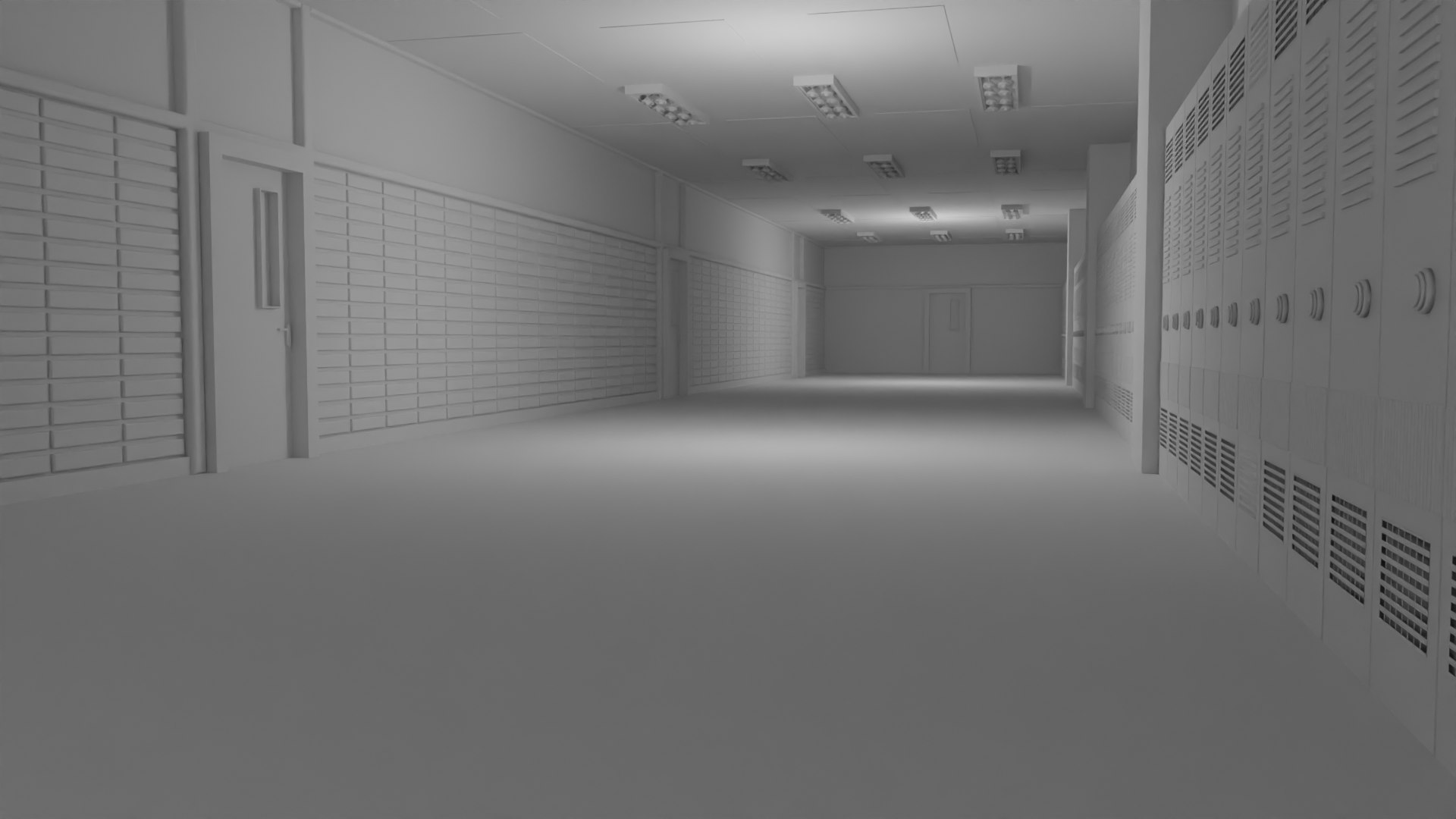 3D School Hallway No Material - TurboSquid 2178777