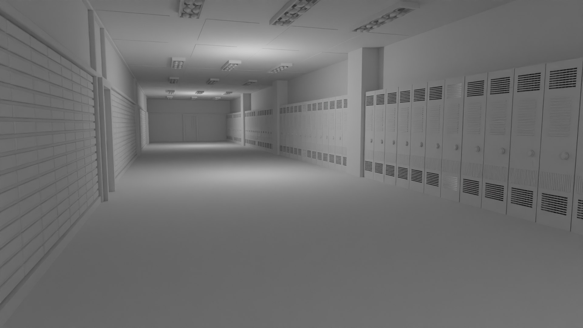 3D School Hallway No Material - TurboSquid 2178777