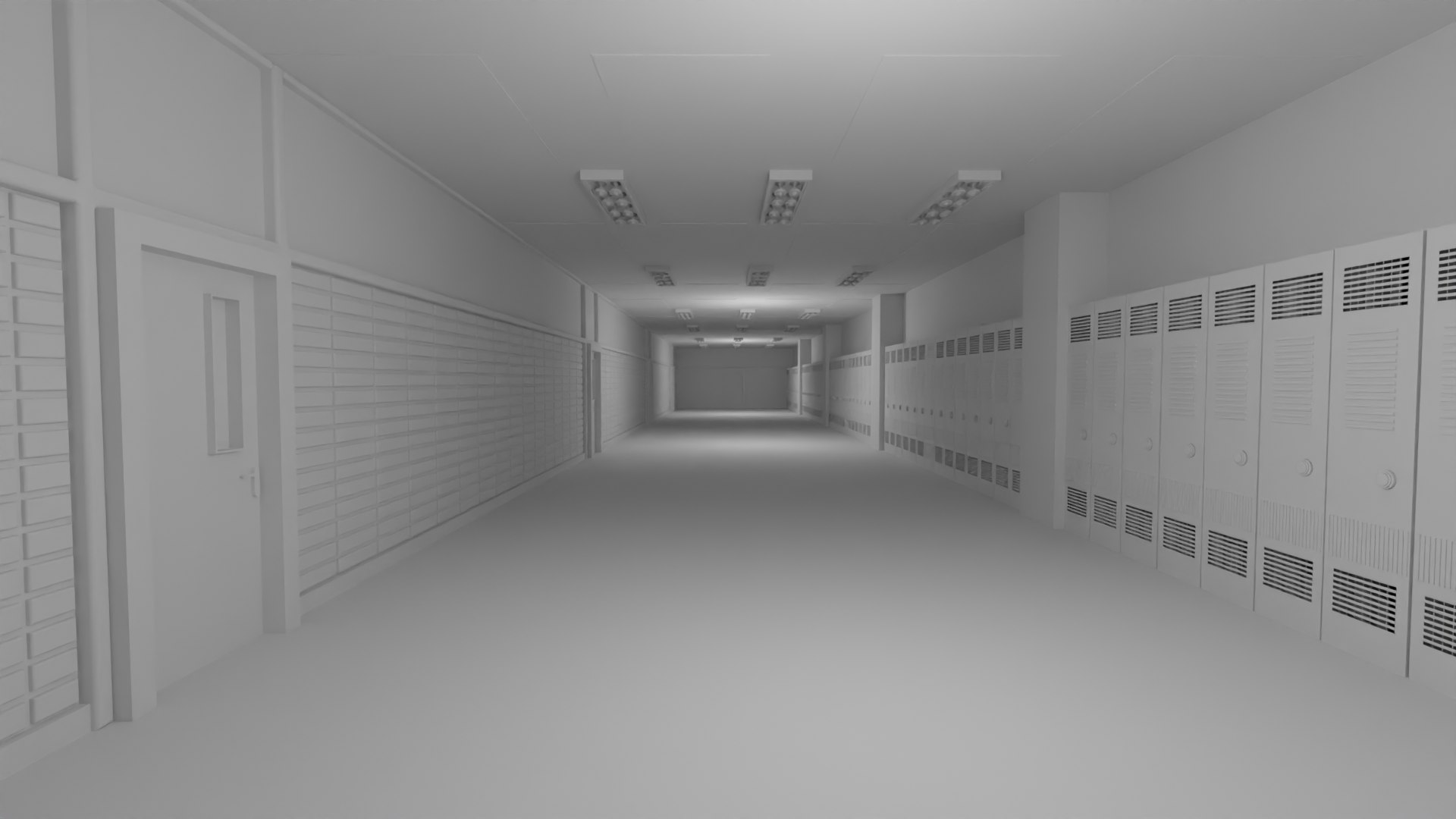 3D School Hallway No Material - TurboSquid 2178777