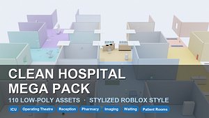 Low Poly Clean Hospital MEGA Pack Stylized 110 Assets model