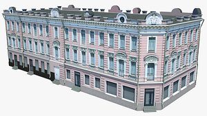 3d pink classical architecture building model
