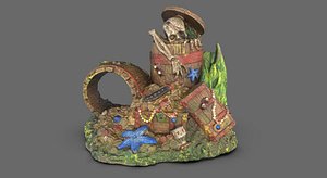 3D shipwrecked pirate treasure
