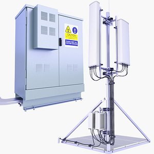 Cell Phone Tower 5 and Base Station Box SET 3D