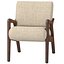 Modelo 3D de un sillón moderno con estructura de madera y tapicería de tela beige.