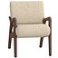 Modelo 3D de un sillón moderno con estructura de madera y tapicería de tela beige.