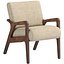 Modelo 3D de un sillón moderno con estructura de madera y tapicería de tela beige.