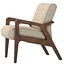 Modelo 3D de un sillón moderno con estructura de madera y tapicería de tela beige.