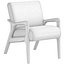 Modelo 3D de un sillón moderno con estructura de madera y tapicería de tela beige.
