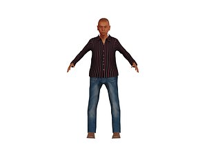 bald old asian man 3D model