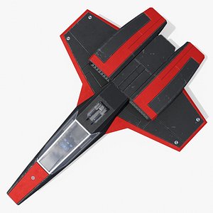 Sci-Fi Space Fighter Jet Red With Interior Cockpit