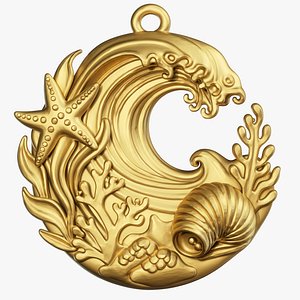 Ocean Coral Wave Pendant 3D model