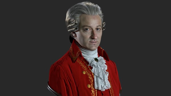 Buste : Mozart sur socle en marbre