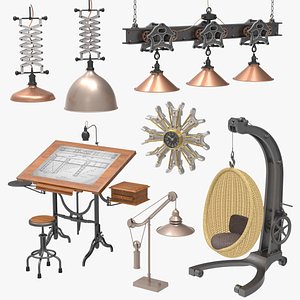 Industrial Style Furniture and Accessories 3D model