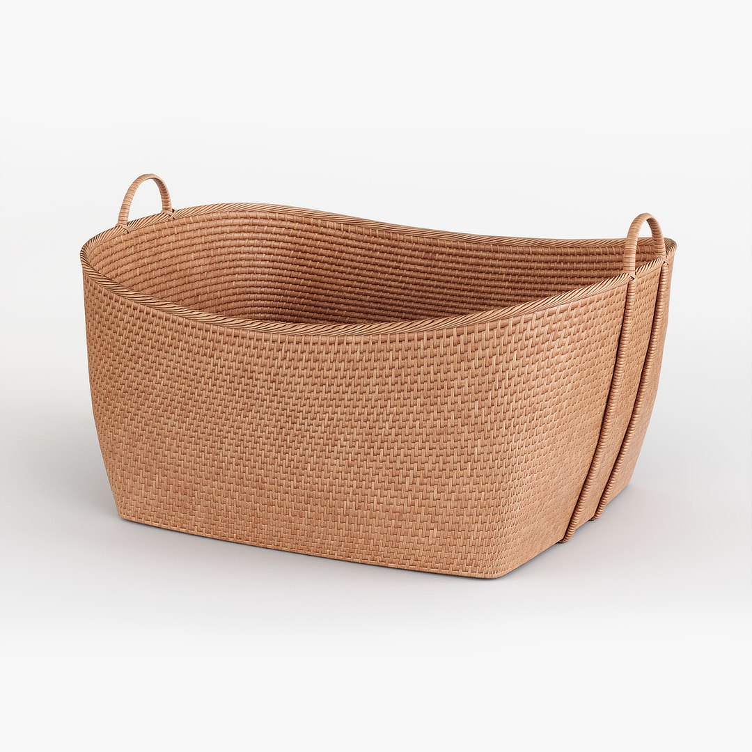 3D Rattan Storage Basket PBR Model TurboSquid 2001480