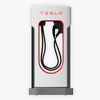 Tesla Supercharger Electric Vehicle EV Charging Station Parking Lot