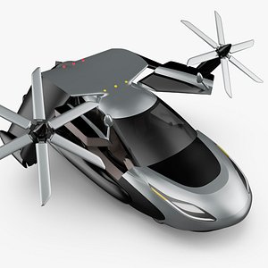 Concept Futuristic Flying Car Rigged 3D