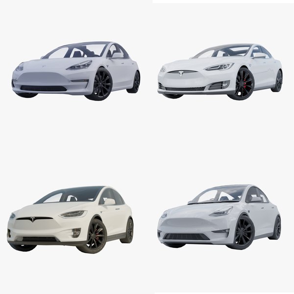 Tesla car pack low-poly 3D model