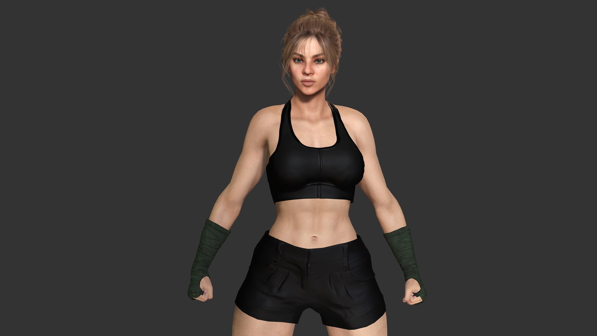 AAA 3D REALISTIC FEMALE CHARACTER - MUSCULAR BLONDE WOMAN 3D Model