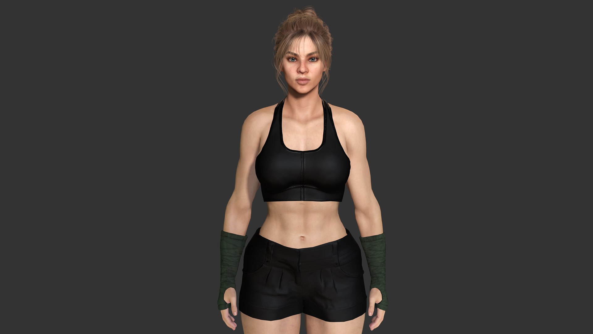 AAA 3D REALISTIC FEMALE CHARACTER - MUSCULAR BLONDE WOMAN 3D Model
