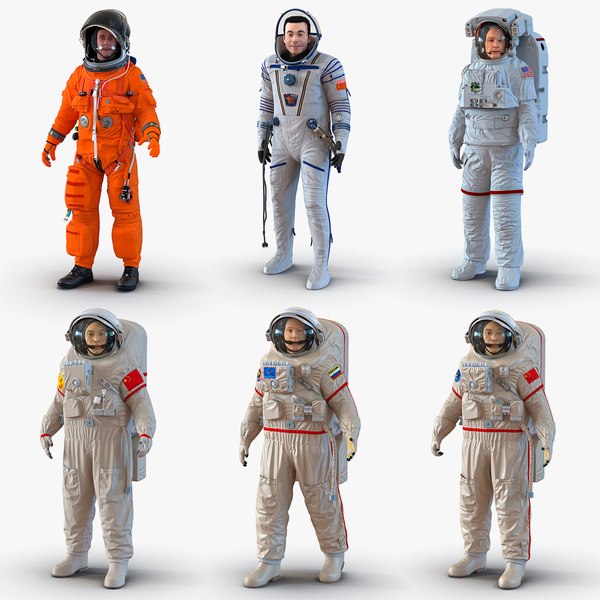 3d model rigged astronauts 2 modeled