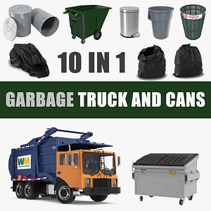 garbage truck cans bag model