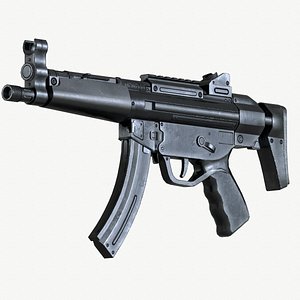 MP5 SMG PBR Worn Low-poly 3D model
