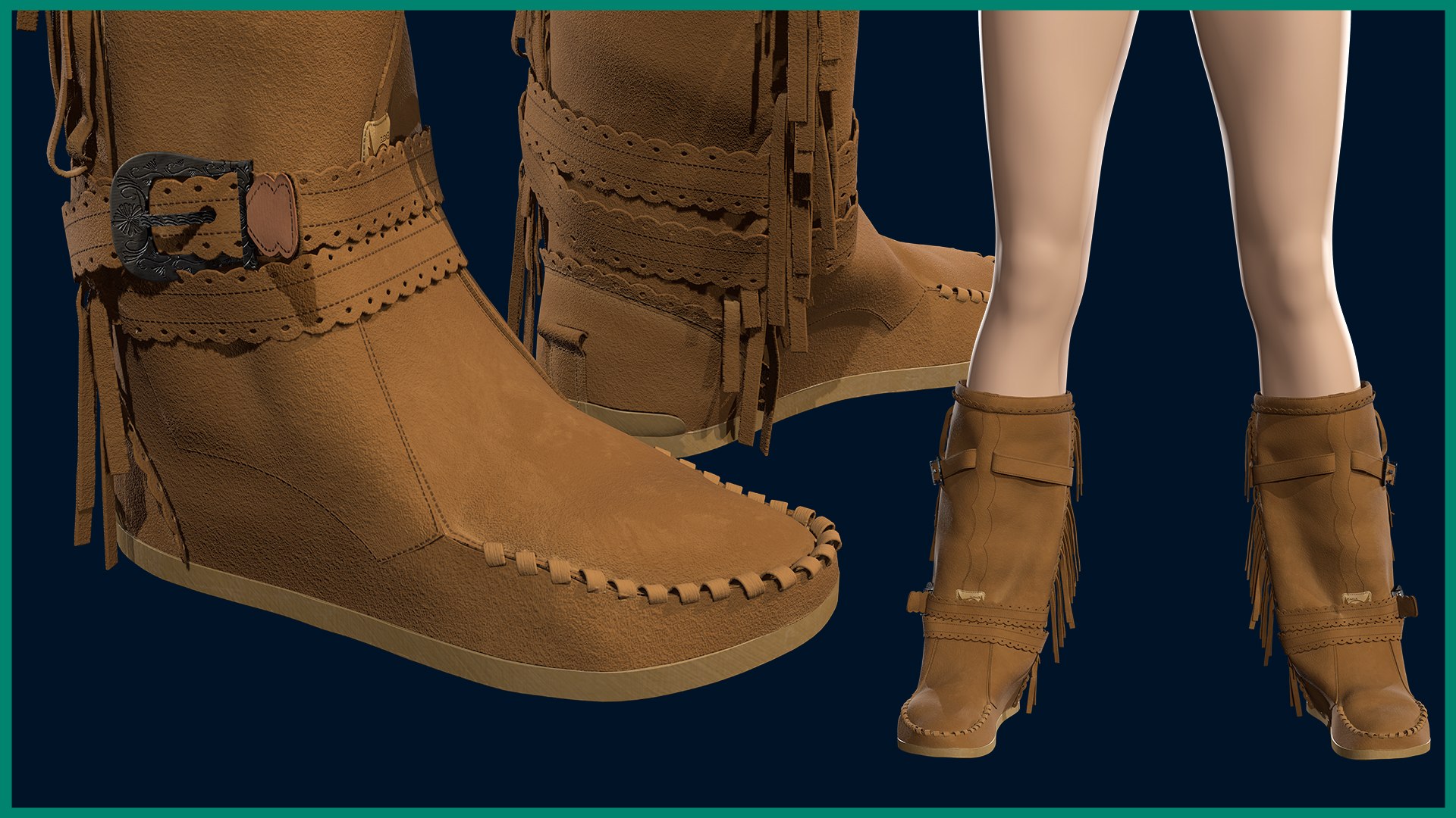 3D Female Indian Boot With Texture - TurboSquid 2362698