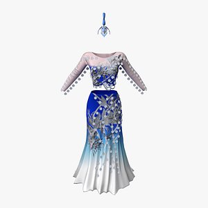 Traditional Asian Peacock Dancing Costume 3D