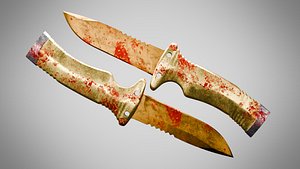 3D Knife 7 Desert FT With Blood model