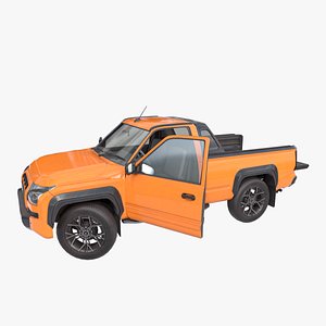 Pickup Truck 01 Orange Rigged All PBR Unity UE Textures