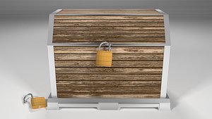 3D wooden chest