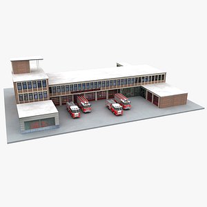 German Fire and rescue station Feuer- und Rettungswache 3D