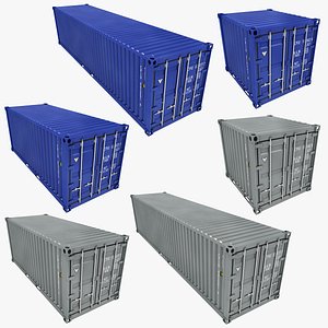 3D container gray blue model
