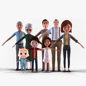 Cartoon Family Pack - 8 Character - No Rig