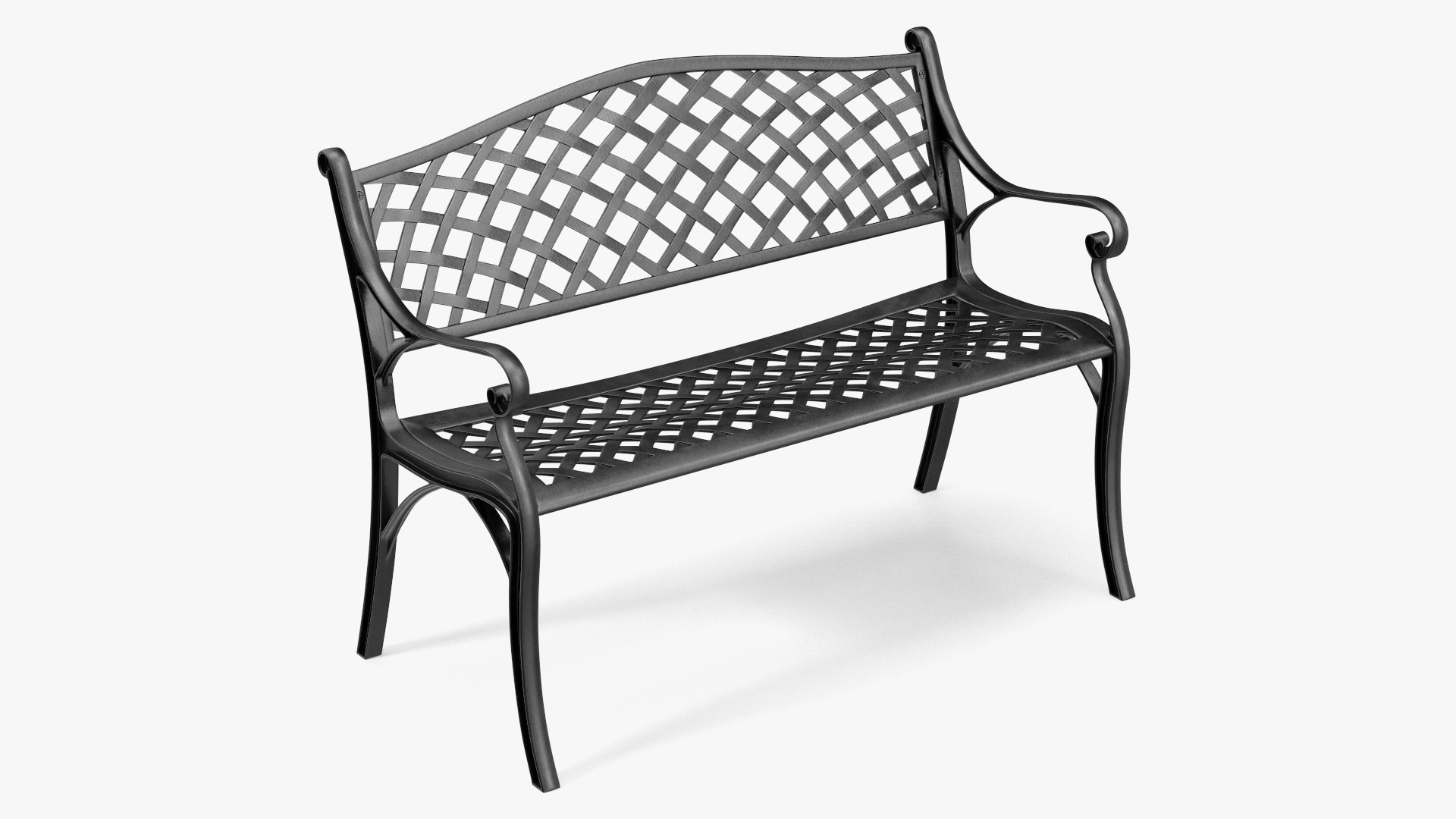 All-Weather Cast Metal Bench Black 3D model preview