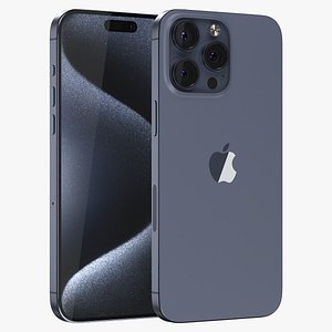 3D iPhone 15 Pro Max Blue Titanium