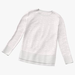 Sweatshirt Female Crew Neck Flat Blank White and Branded Heather 3D model