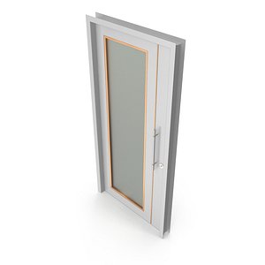 Modern Design White Metal Steel Door with Glass Details model 3D model