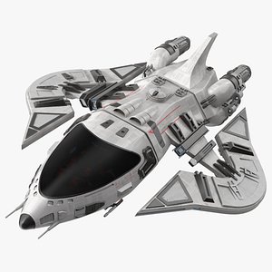 Futuristic Space Fighter Craft White