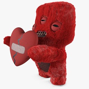 Fuggler Alien Love Fugg Plush Red Fur Rigged for Maya 3D model