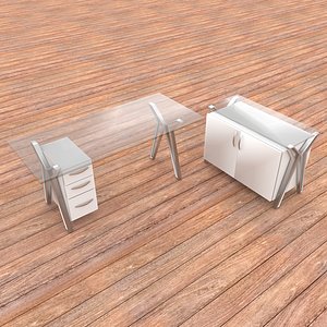 3D Glass Office Desk v2