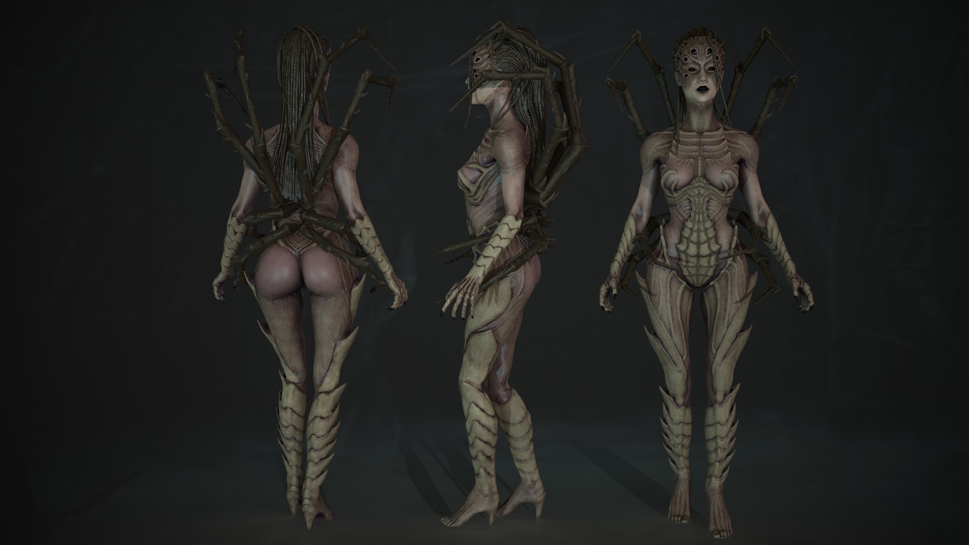 spider woman monster character 3D model https://p.turbosquid.com/ts-thumb/C3/XJcunL/32/1_002/png/1615979983/1920x1080/fit_q87/29c95a8d1511d12da77bd5d94a6802820a20aa47/1_002.jpg