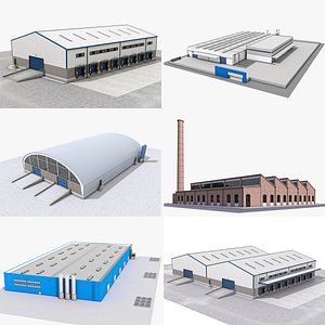 3D model Industrial Buildings bundle 01