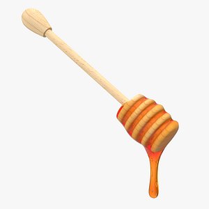 Wooden Dipper Covered with Honey