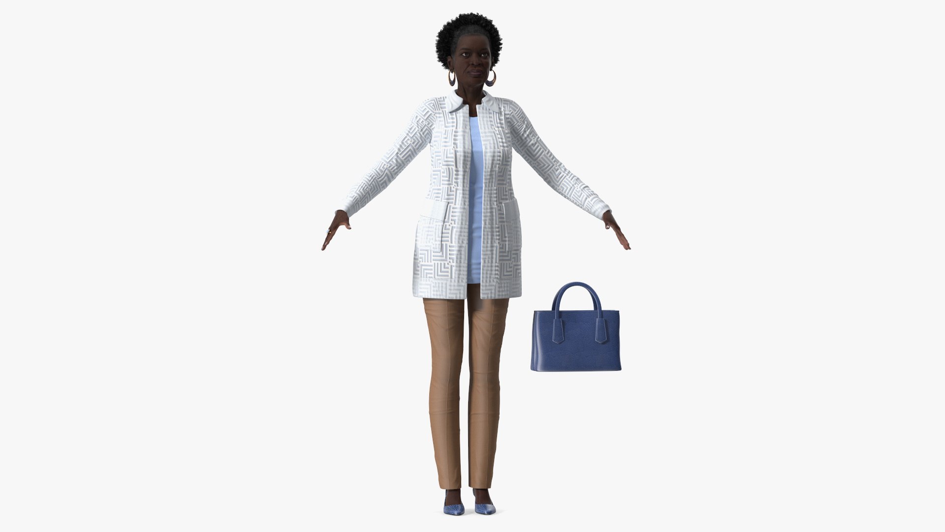Afro American Woman Everyday Style Rigged 3D model preview