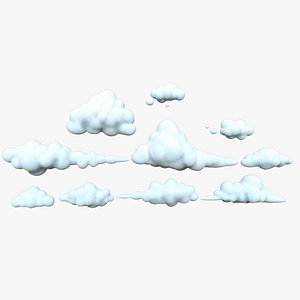 Cartoon Clouds Low-poly